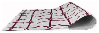 Anchor Pattern Nautical & Coastal Chenille Area Rug, Maroon Red, 5' Round