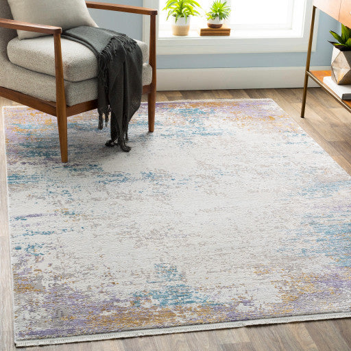 Surya Solar SOR-2304 9'6"x13' Rug, Purple/Purple/Yellow/Blue/White/Taupe/Gray