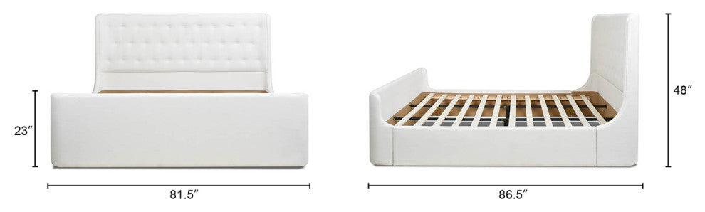 Brooks Contemporary Tufted Shelter Platform Bed, Antique White Polyester, King