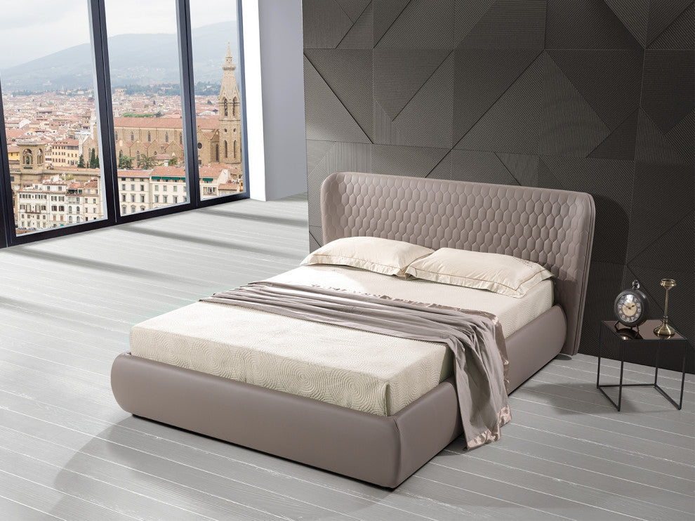 Agoura Queen Storage Bed in Taupe PU Leather