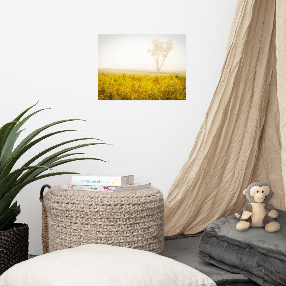 Dreams of Goldenrod and Fog Landscape Photo Unframed Wall Art Print, 12" X 16"
