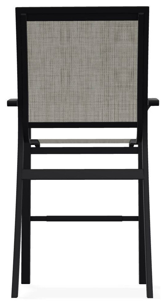 Kendall Sling Bar Height Stackable Outdoor Stool, Smoke/Black