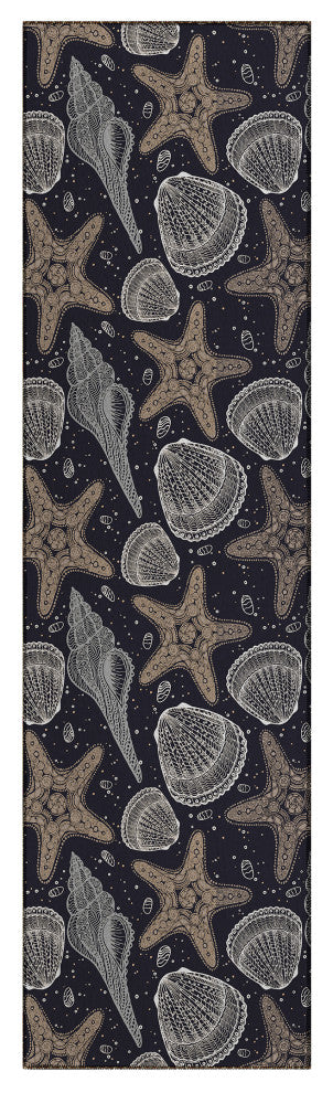 Indoor/Outdoor Seabreeze SZ4 Black Machine Washable 2'3" x 7'6" Runner Rug