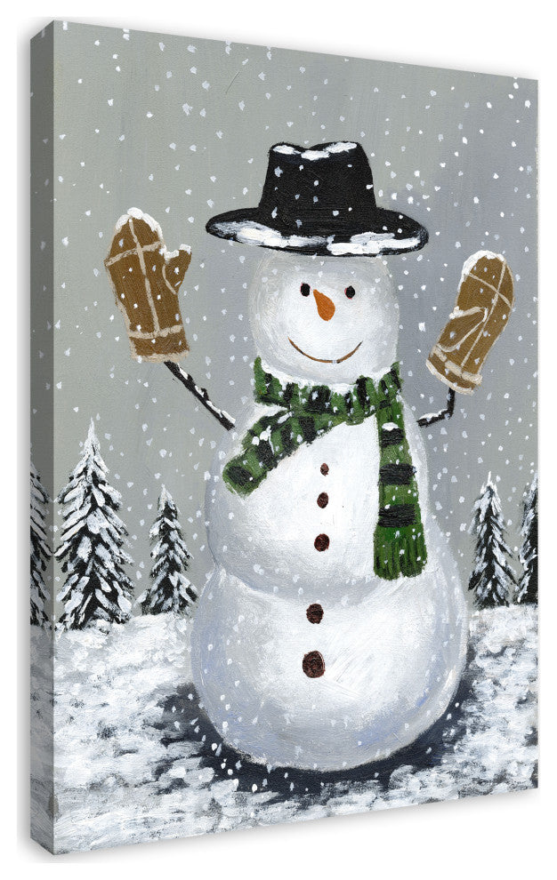 Wintery Snowman 24x36 Canvas Wall Art