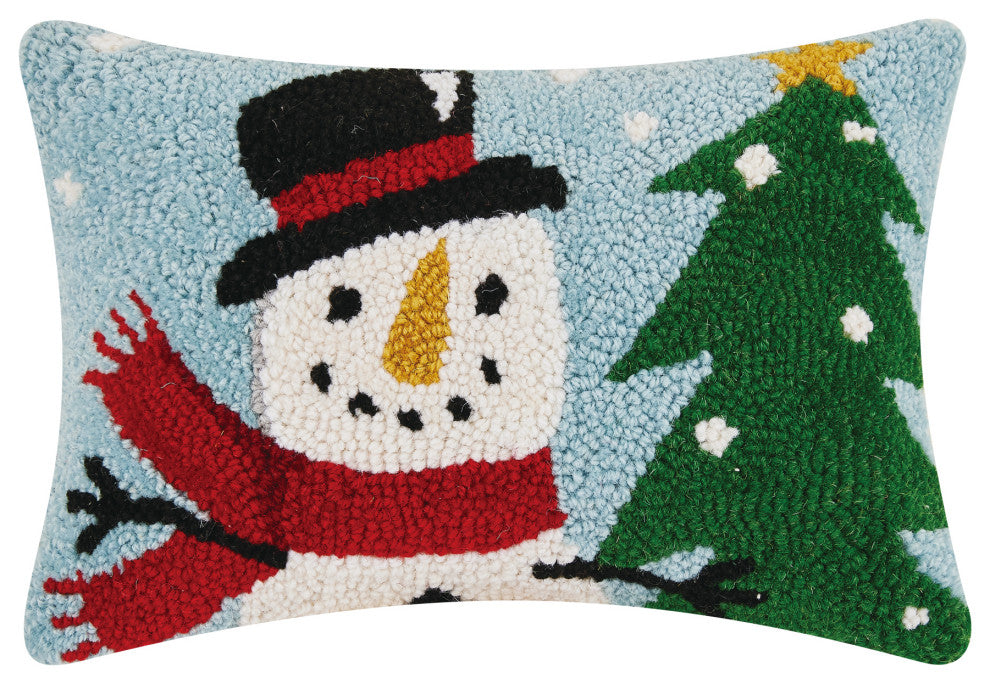 Snowman W/Christmas Tree Hook Pillow