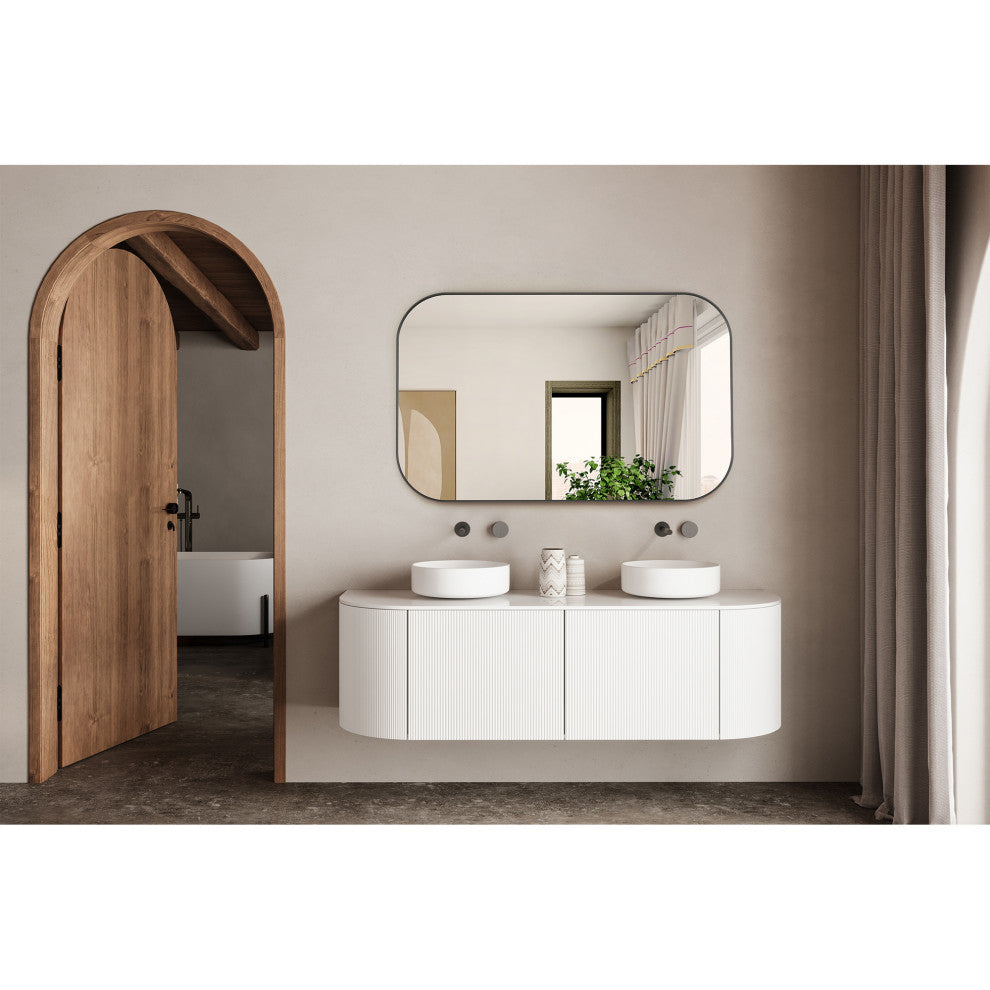 Trielle Rectangular Framed Bathroom Wall Mirror, Gunmetal, 48"