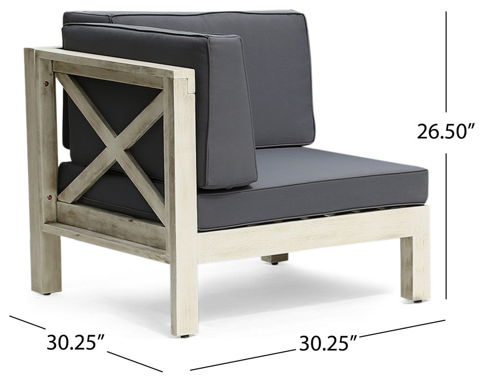 Andy Outdoor Modular Acacia Wood Sofa With Cushions