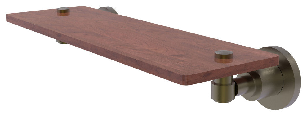 Washington Square 16" Solid Wood Shelf, Antique Brass