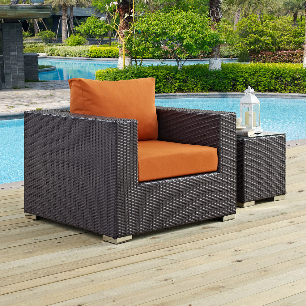 Espresso Orange Convene Outdoor Patio Armchair