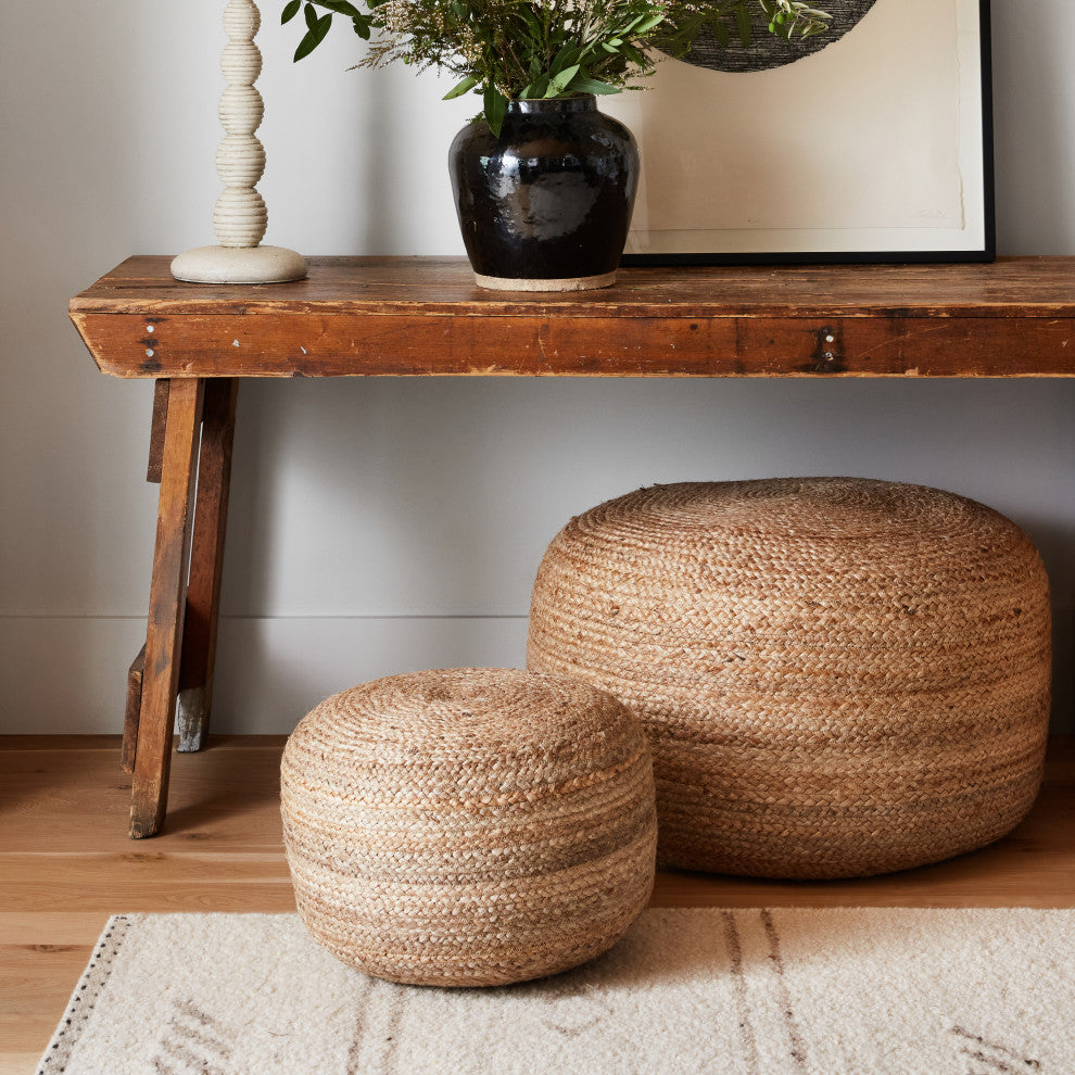 Jaipur Living Mesa Solid Cylinder Pouf, White