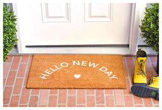Calloway Mills Hello New Day Doormat, White, 24" X 36"