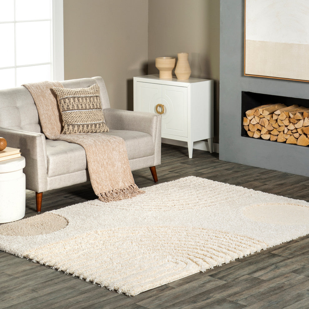 Nuloom Gloria Abstract Shag Area Rug, Beige 4'x6'