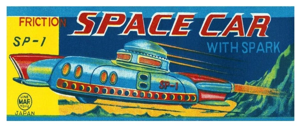 "SP-1 Friction Space Car" Digital Paper Print by Retrotrans, 38"x16"
