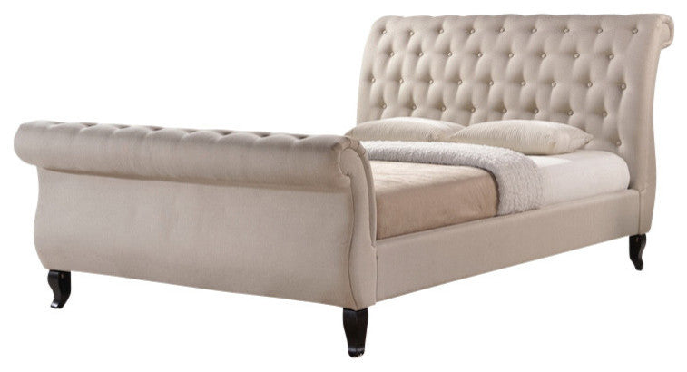 Antoinette Light Beige Modern Platform Bed Queen