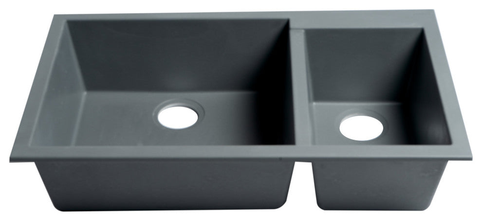 ALFI brand AB3319UM-T Titanium Double Undermount Granite Composite Kitchen Sink