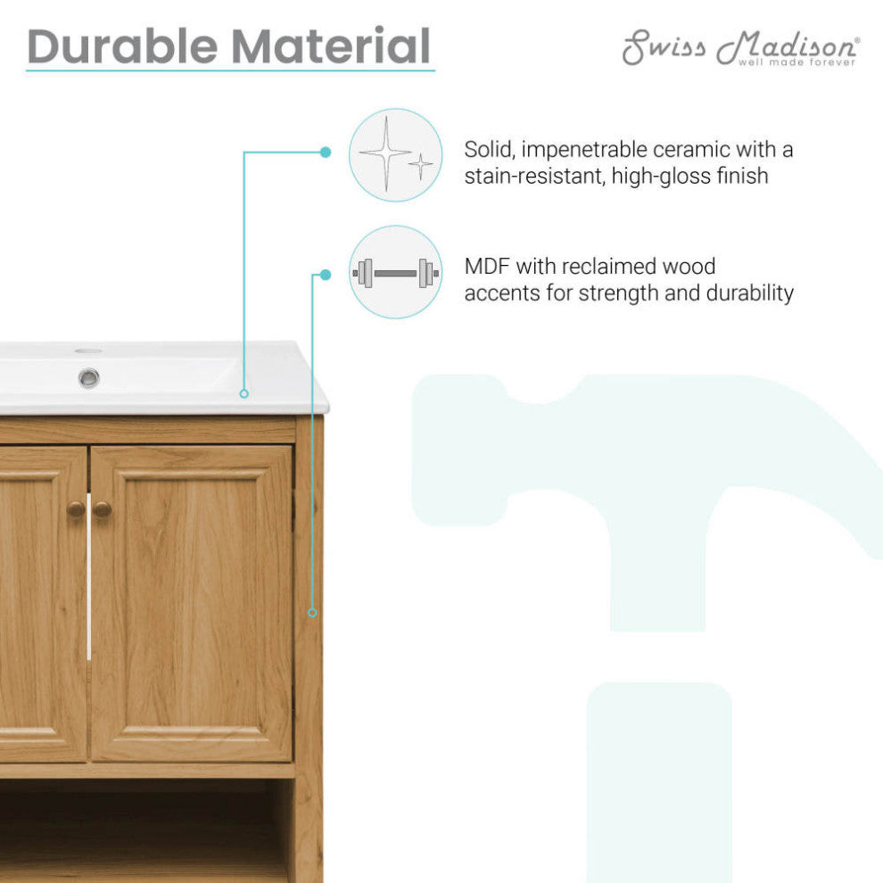 Chateau 24" Bathroom Vanity, Natural Oak