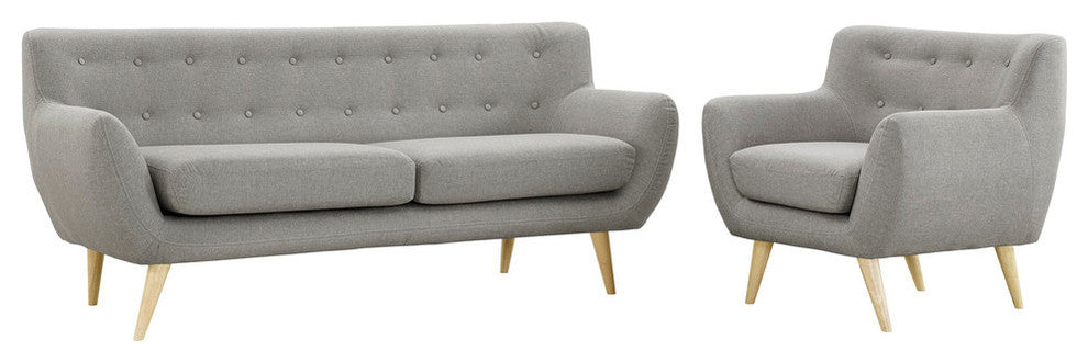 Modway Remark 2 Piece Living Room Set, Light Gray