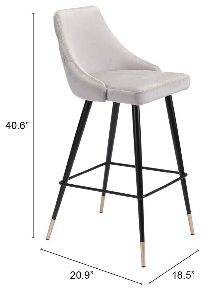 Bar Stool Chair Barstool, Steel Metal, Fabric, Gray, Black, Gold, Cafe