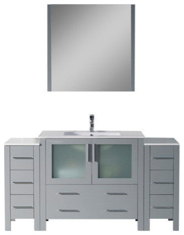Sydney 60" Vanity Set With Double Side Cabinets, Metal Gray
