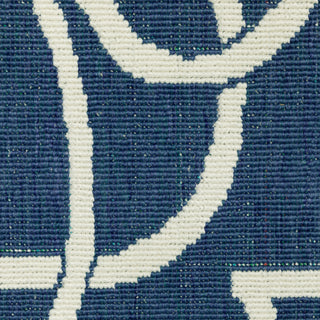 Madelina Lattice Scrollwork Navy Indoor or Outdoor Rug, 7'10" Round