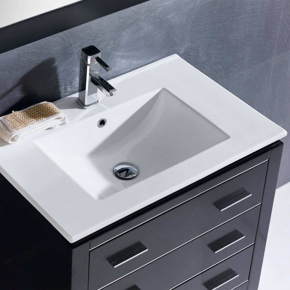 Dowell 18" FTB White Ceramic Single Bathroom Vanity Basin, 30wx18dx6h