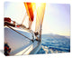 Sailboat Sailing in the Blue Sea, Large Seashore Canvas Wall Art, 40"x30"