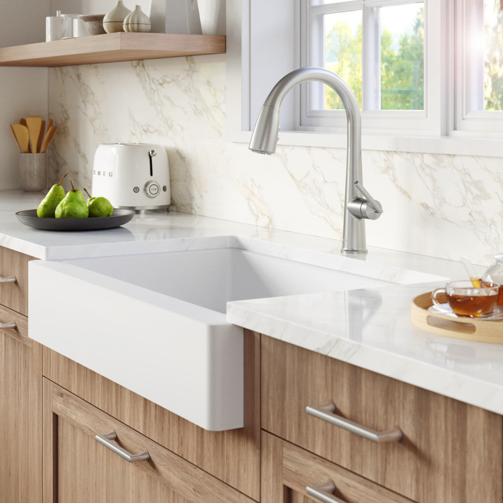 Karran KKF320 1-Handle Pull Down Dual Function Sprayer Faucet, Stainless Steel
