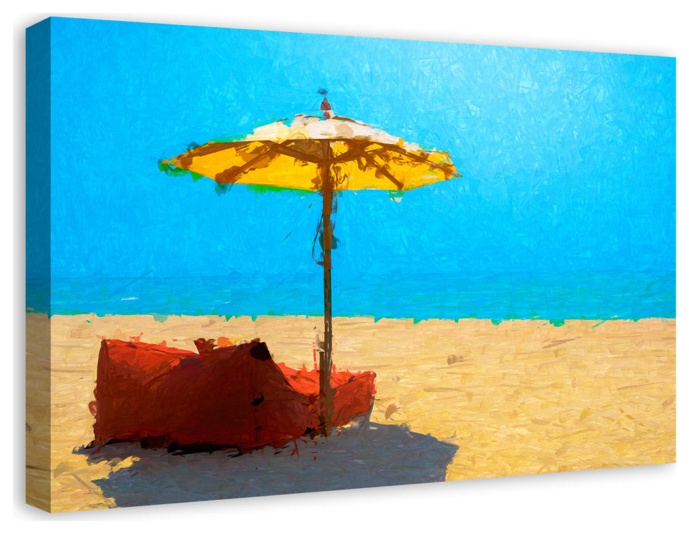 Bright Beach Umbrella 30x20 Canvas