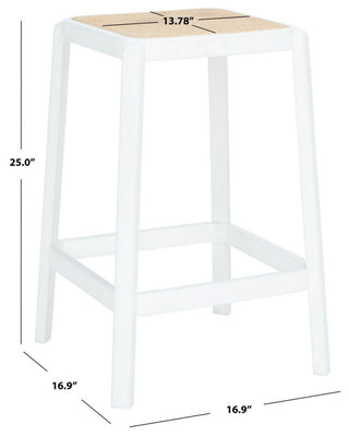 Safavieh Silus Backless Cane Center Stool, White/Natural