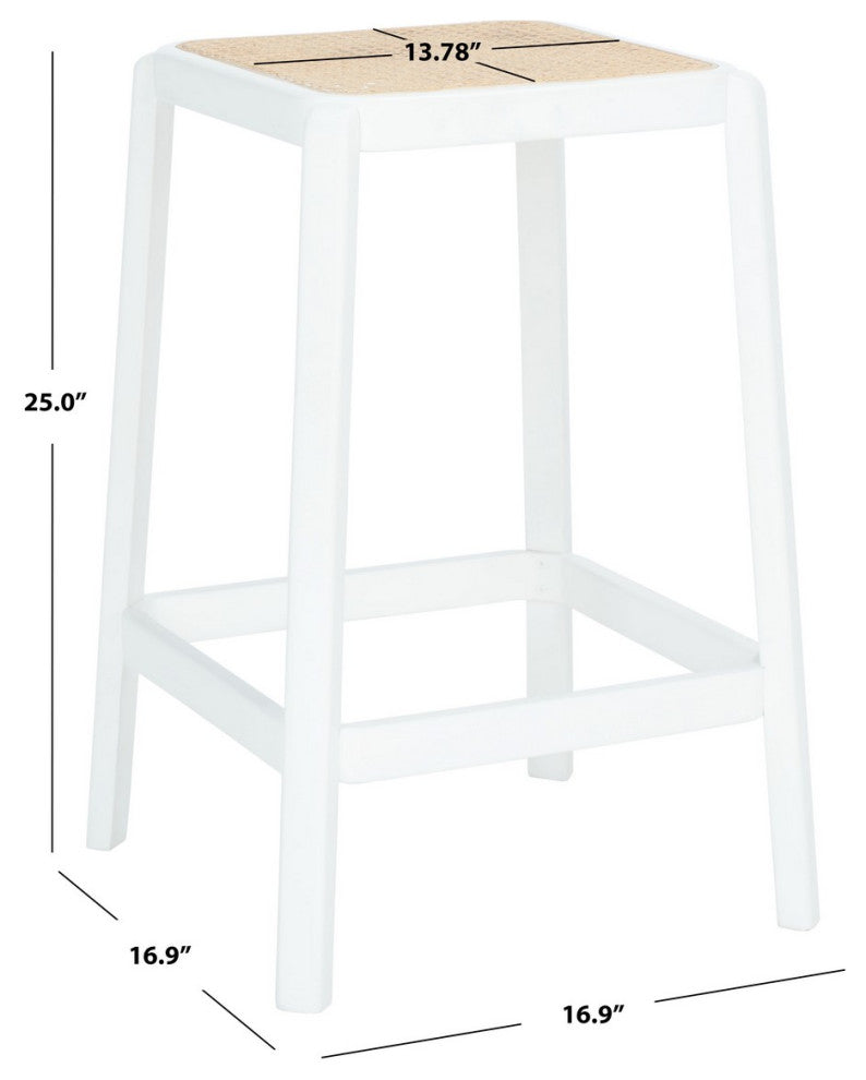 Safavieh Silus Backless Cane Center Stool, White/Natural