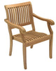 9-Piece Outdoor Teak Dining Set, 72" Round Table, 8 Arbor Stacking Arm Chairs