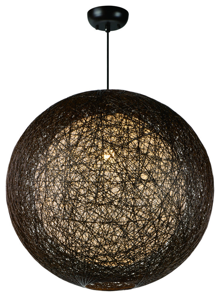 Maxim 14407 Bali 1 Light 24"W Woven String Globe Pendant - Chocolate