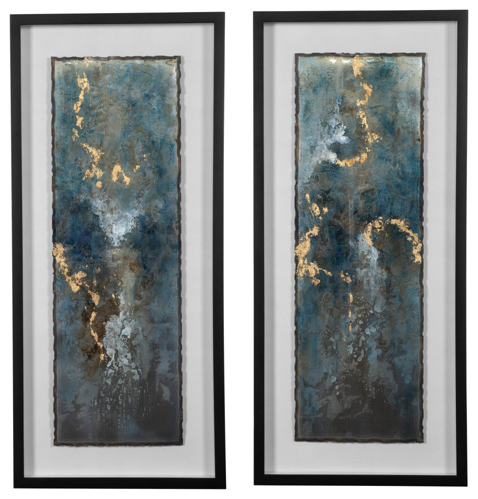 Glimmering Agate Abstract Prints, S/2"