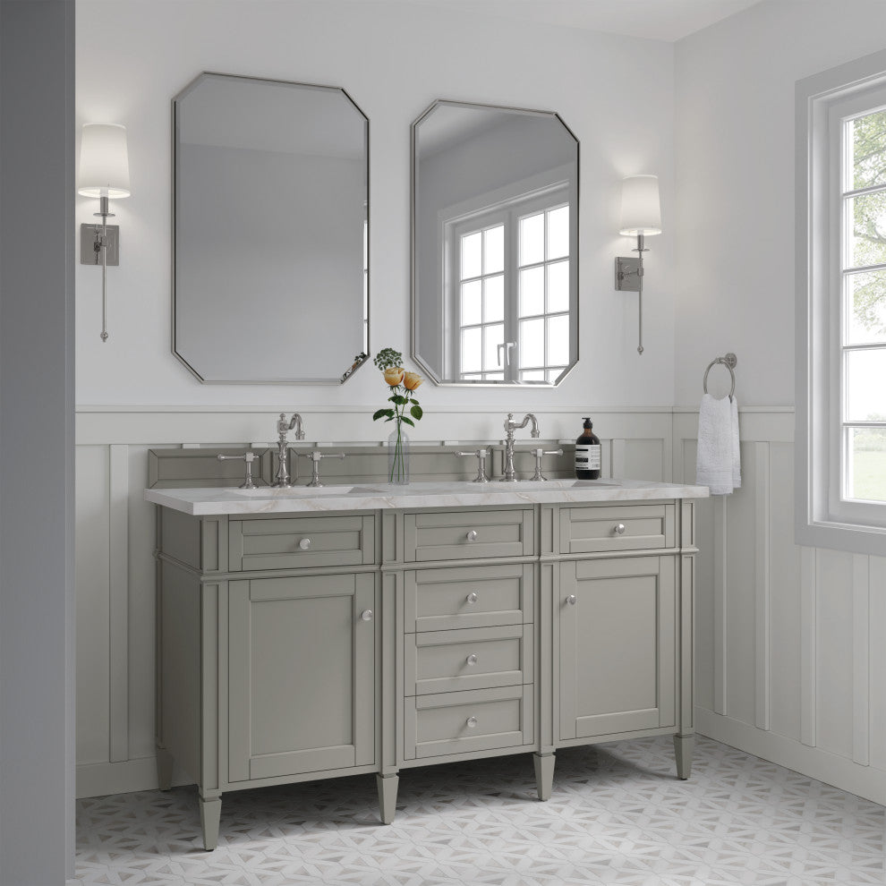Brittany 60" Double Vanity, Urban Gray, Victorian Silver Quartz