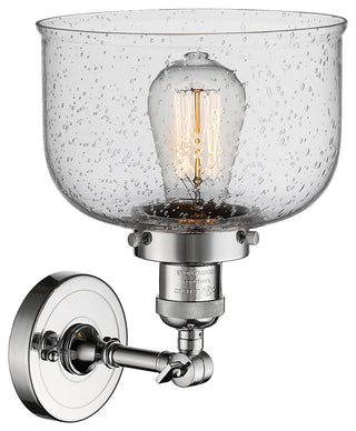 Large Bell 1-Light Sconce, Seedy Glass, Polished Chrome