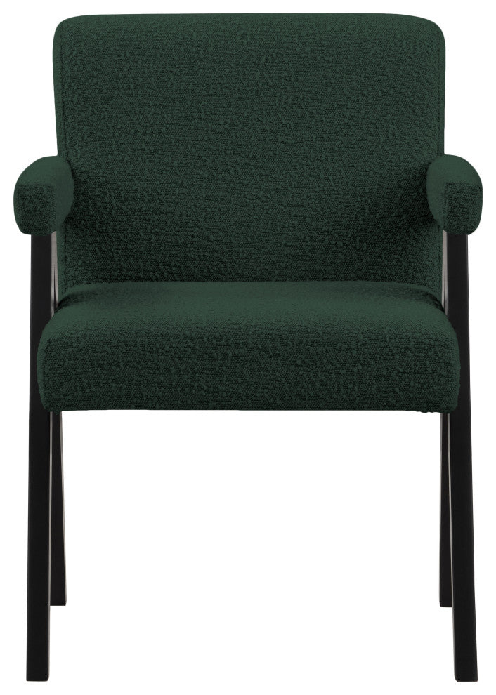 Woodloch Boucle Fabric Upholstered Accent Chair, Green, Black Finish