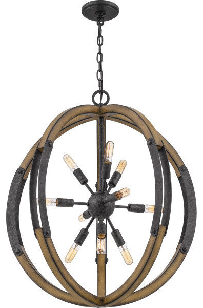 Quoizel QOP5181OK Ten Light Pendant, Old Black Finish Finish