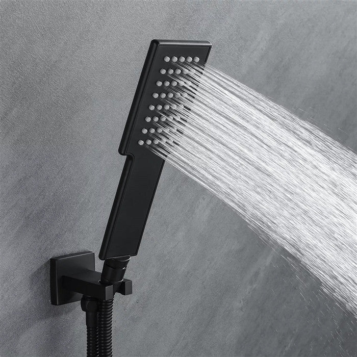Fontana 24" Thermostatic LED Rainfall Shower System, Handheld Shower-Matte Black