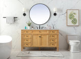Home Living Vanity with Carrara White Marble Countertop, Natural Wood, 60", Single Sink