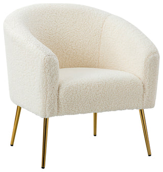 30" Polyester Barrel Chair With Metal Legs, Ivory