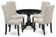 5Pc Kitchen Set, Black Table, 4 Doeskin Dining Chairs Back, Wire Brushed Black