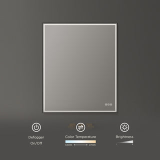 Fogless, Dimmable, Color Temperature Adjustable LED Mirror, Matte Black, 30x36