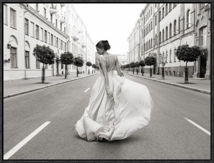"Walking Down a Road" Framed Canvas Giclee by Haute Photo Collection, 25x19"