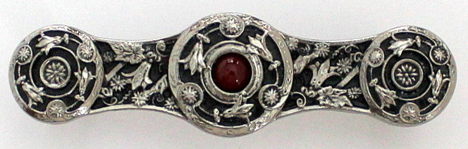 Jeweled Lily Pull Antique Brass, Blue Sodalite Natural Stone, Brite Nickel, Red