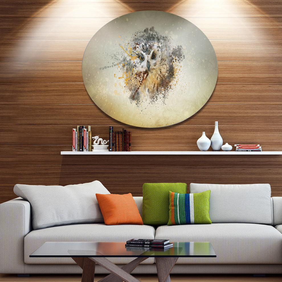 Gracing Owl, Animal Round Wall Art, 36"