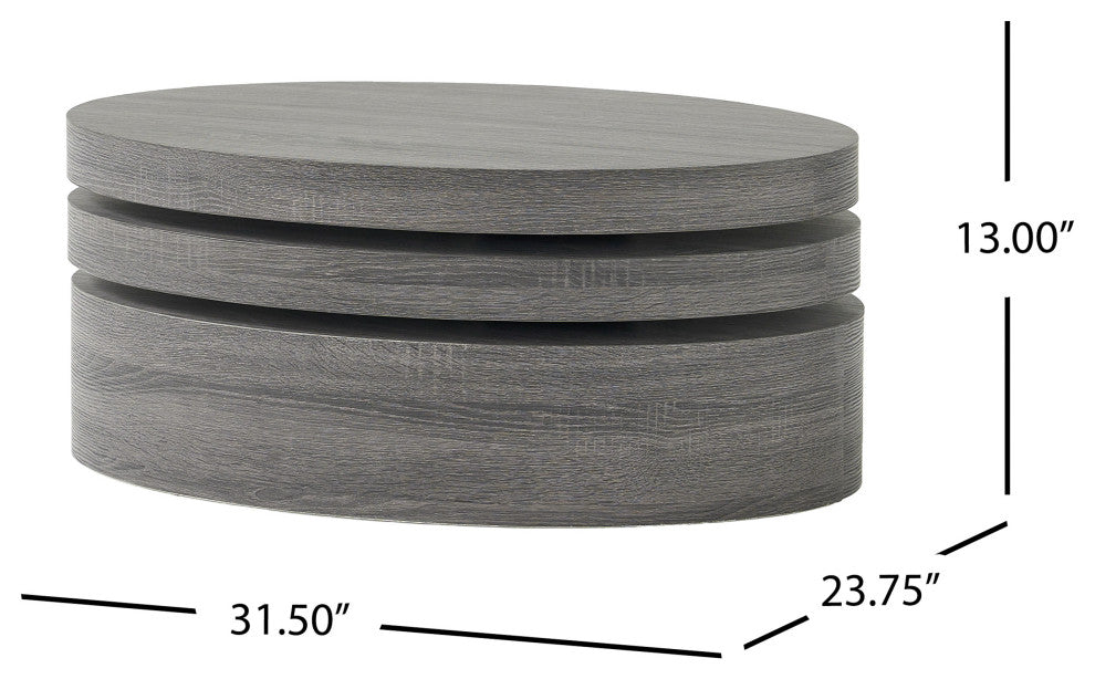 GDF Studio Lenox Oval Mod Rotating Wood Coffee Table