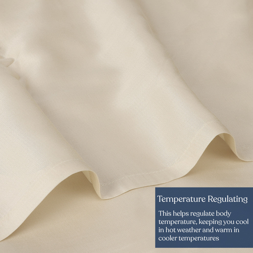 Delara 100% Eucalyptus Lyocell Tencel Sheet, 1 Flat Sheet Only, Fog, Twin, 74"x105"