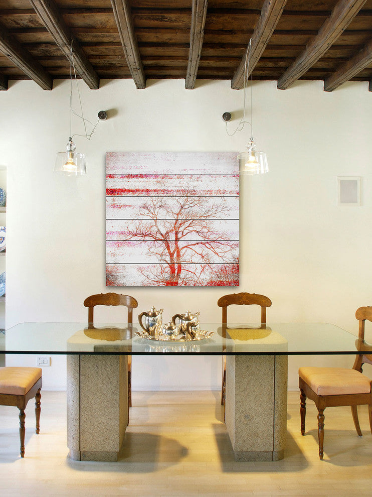 "Orange Tree" Print on White Wood, 40"x40"
