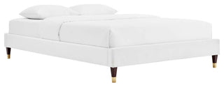 Harlow Queen Performance Velvet Platform Bed Frame White