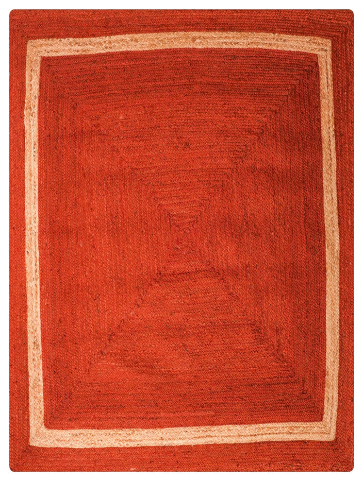 HAND KNOTTED JUTE ECO-FRIENDLY SOLID AREA RUG-Orange,Contemporary,Outdoor Indoor, [Rectangle] 8'x10'